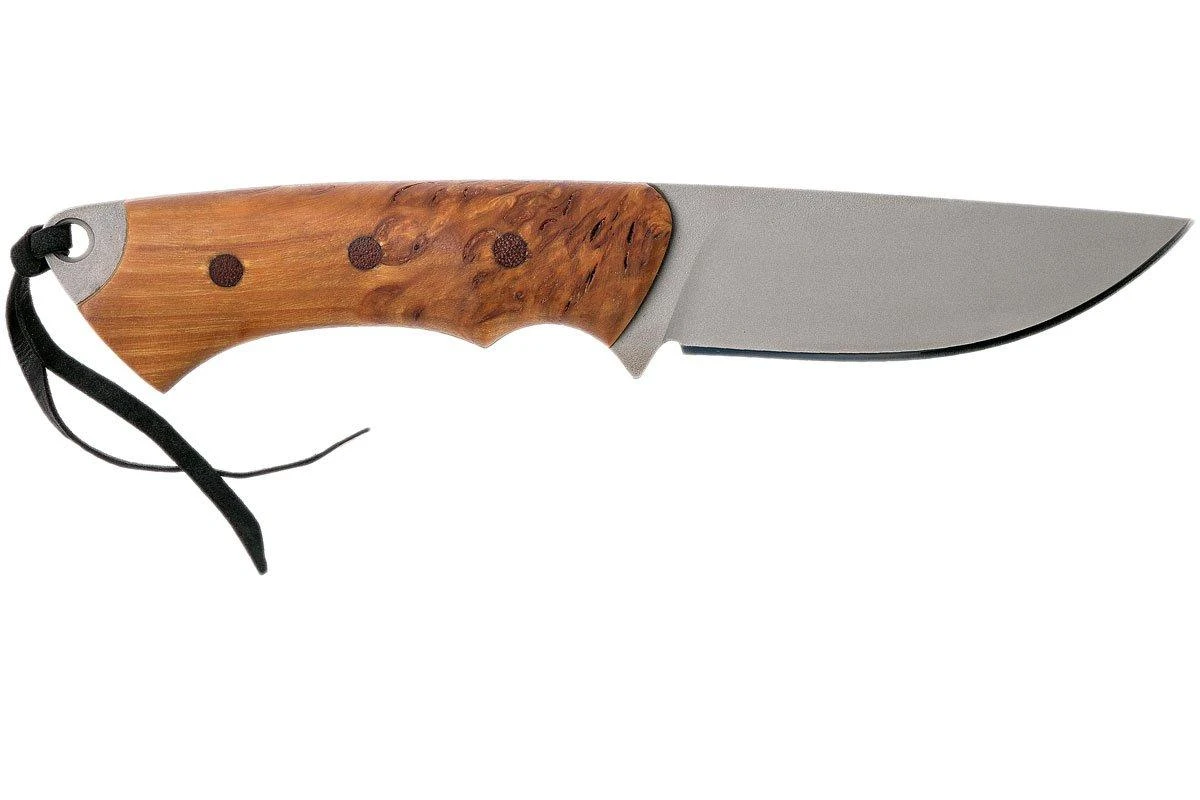 Autine Kurbads, Curly Birch, Elmax, Brown RH Sheath, Cuchillo De Exterior 2 Autine Kurbads, Curly Birch, Elmax, Brown RH Sheath, Cuchillo De Exterior - Imagen 2