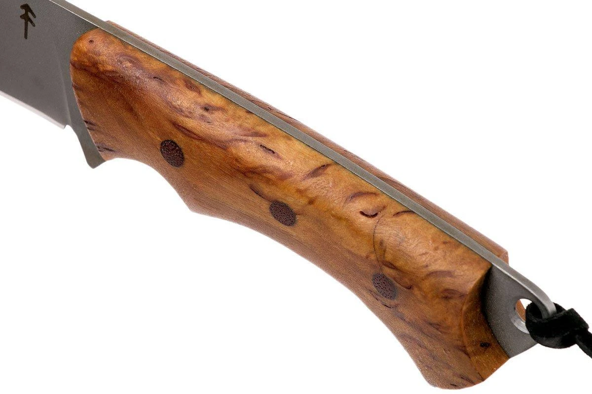 Autine Kurbads, Curly Birch, Elmax, Brown RH Sheath, Cuchillo De Exterior 5 Autine Kurbads, Curly Birch, Elmax, Brown RH Sheath, Cuchillo De Exterior - Imagen 5