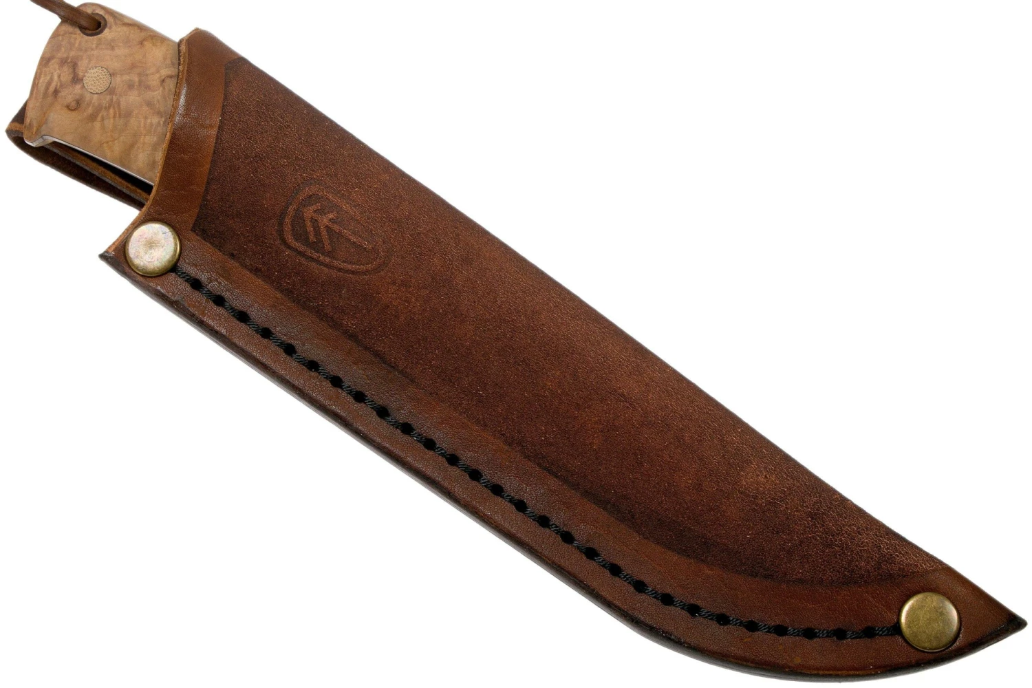 Autine Kurbads, Curly Birch, Elmax, Brown RH Sheath, Cuchillo De Exterior 7 Autine Kurbads, Curly Birch, Elmax, Brown RH Sheath, Cuchillo De Exterior - Imagen 7