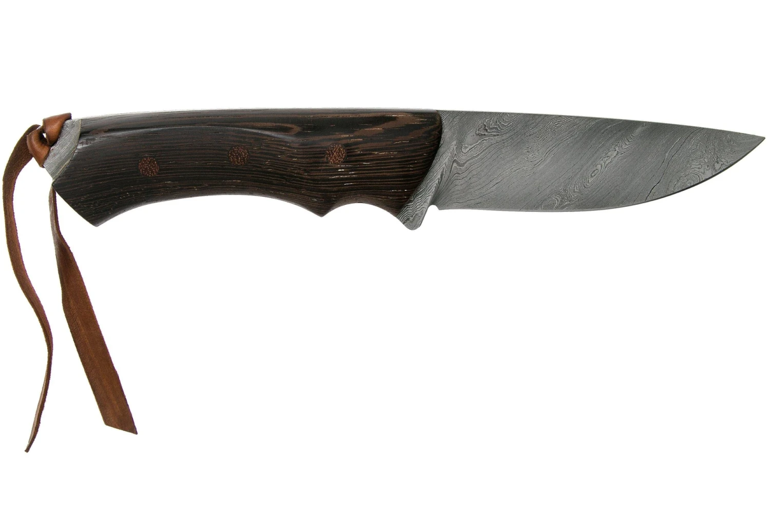 Autine Damascus Kurbads Wengé Damast, Brown RH Sheath, Cuchillo De Exterior 2 Autine Damascus Kurbads Wengé Damast, Brown RH Sheath, Cuchillo De Exterior - Imagen 2