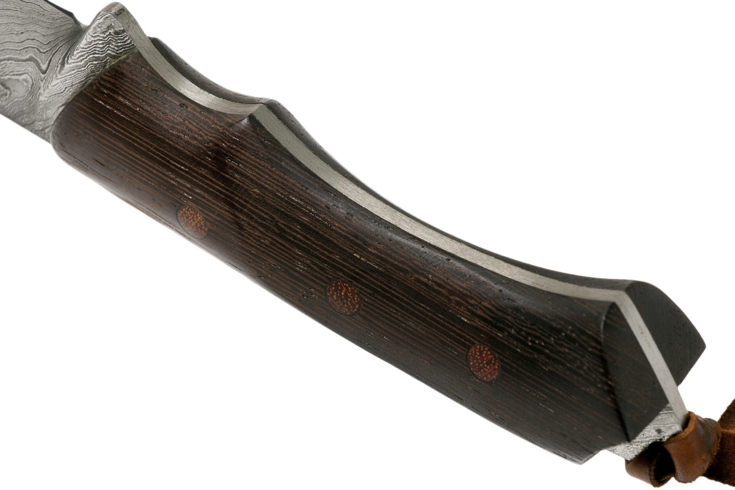 Autine Damascus Kurbads Wengé Damast, Brown RH Sheath, Cuchillo De Exterior 4 Autine Damascus Kurbads Wengé Damast, Brown RH Sheath, Cuchillo De Exterior - Imagen 4