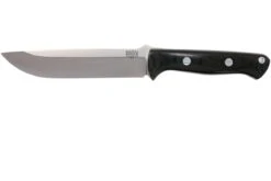 Bark River Bravo 1.5 A2, Black Canvas Micarta, Funda Marrón