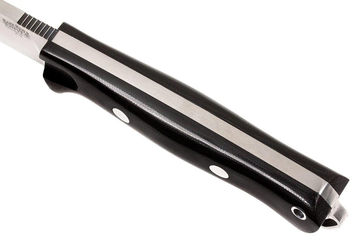 Bark River Bravo Vortex A2 Jimped, Black Canvas Micarta, Funda Marrón 5 Bark River Bravo Vortex A2 Jimped, Black Canvas Micarta, Funda Marrón - Imagen 5