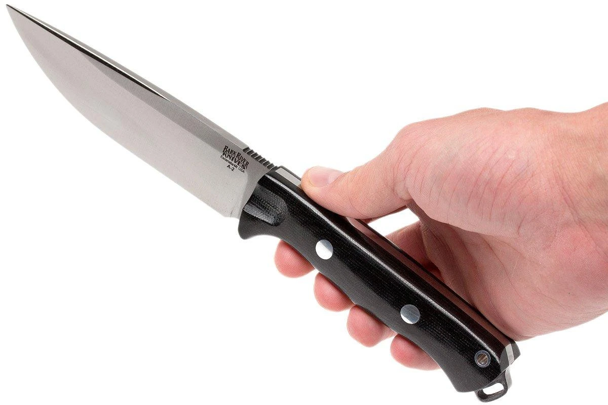 Bark River Bravo Vortex A2 Jimped, Black Canvas Micarta, Funda Marrón 6 Bark River Bravo Vortex A2 Jimped, Black Canvas Micarta, Funda Marrón - Imagen 6